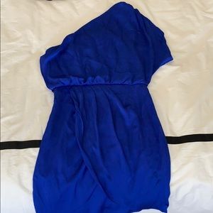 Blue One Shoulder Minidress